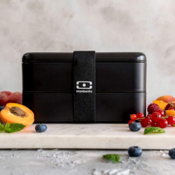 MONBENTO Bento Original Black Onyx 1 l czarny - lunch box dwukomorowy plastikowy 