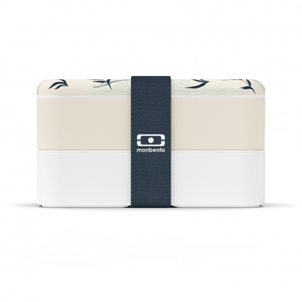 MONBENTO Bento Original Graphic Destiny 1 l beżowo-biały - lunch box dwukomorowy plastikowy