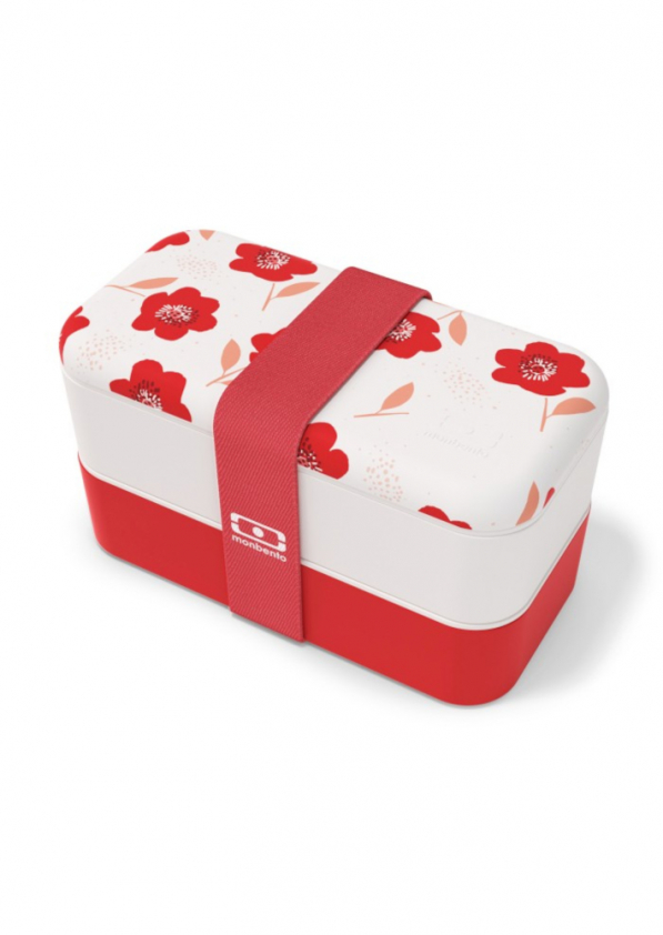 MONBENTO Bento Original Poppy 1 l biało-czerwony - lunch box dwukomorowy plastikowy 