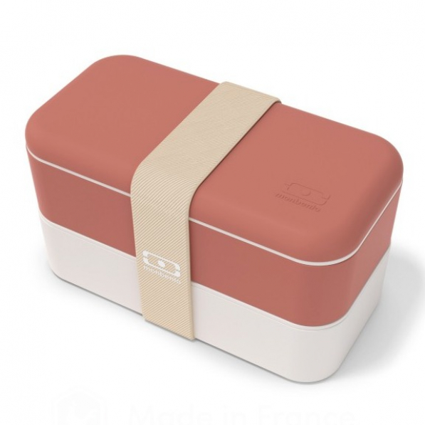 MONBENTO Bento Original Terracotta Recycled 1 l kremowo - morelowy - lunch box / śniadaniówka dwukomorowa plastikowa