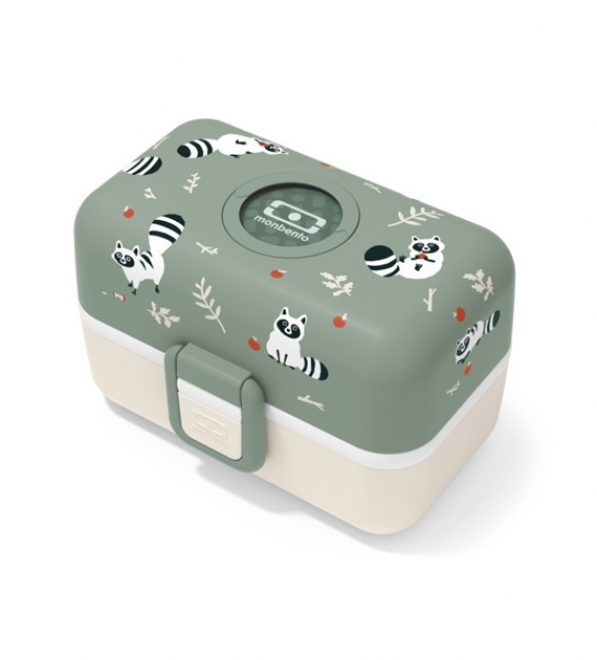 MONBENTO Tresor Racoon 0,8 l oliwkowo-kremowy - lunch box / śniadaniówka plastikowa