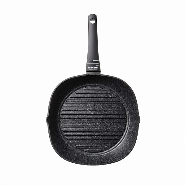 MONETA Yes! Grill 28 x 28 cm czarna - patelnia grillowa nieprzywierająca