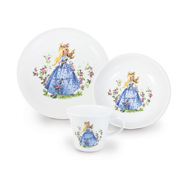 KAHLA Śpiąca Królewna 3 szt. białe - naczynia dla dzieci porcelanowe