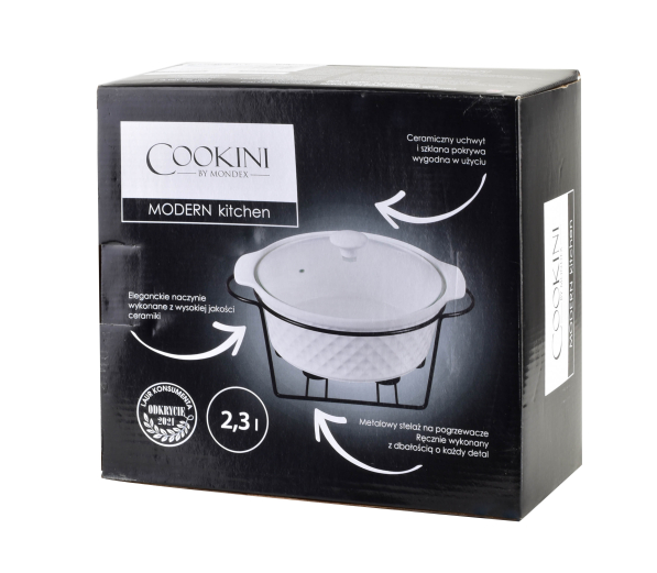 Naczynie ceramiczne z pokrywką i podgrzewaczem COOKINI MODERN KITCHEN 2,3 l