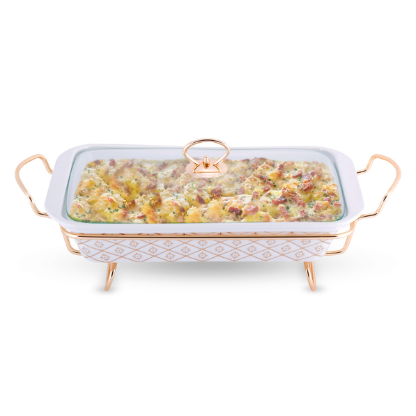 Naczynie ceramiczne z pokrywką i podgrzewaczem KAMILLE FOOD WARMER 2,5 l