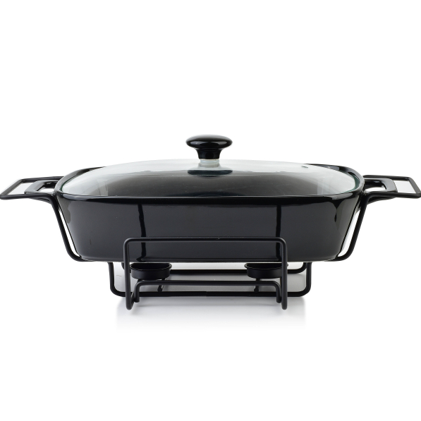 Naczynie kamionkowe z pokrywką i podgrzewaczem MODERN KITCHEN 2,1 l