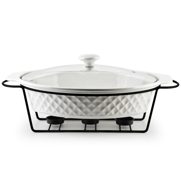 Naczynie kamionkowe z pokrywką i podgrzewaczem MODERN KITCHEN 2,6 l