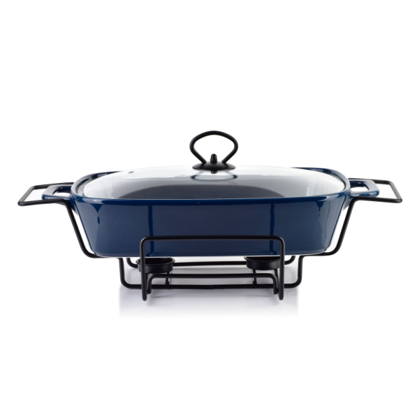Naczynie kamionkowe z pokrywką i podgrzewaczem MODERN KITCHEN 2,1 l