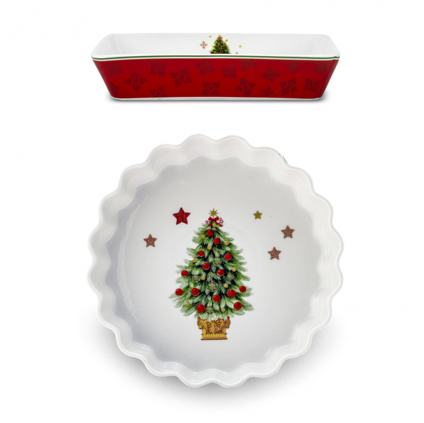 Naczynie żaroodporne do zapiekania z formą do tarty porcelanowe MERRY CHRISTMAS 2 el.