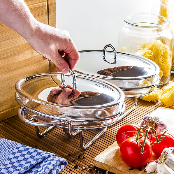 Naczynie żaroodporne szklane z podgrzewaczem ODELO SIMPLE OWALNE 2 x 1,5 l