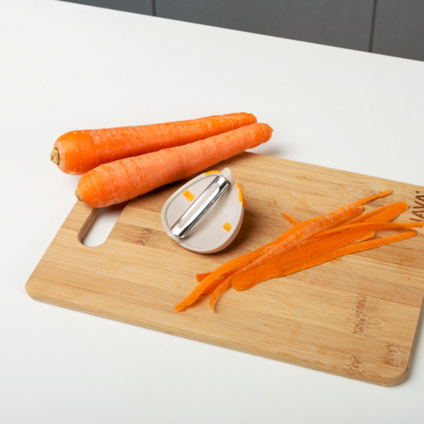 Nava Finger Peeler beżowo-pomarańczowa - obieraczka / obierak do owoców i warzyw ze stali nierdzewnej