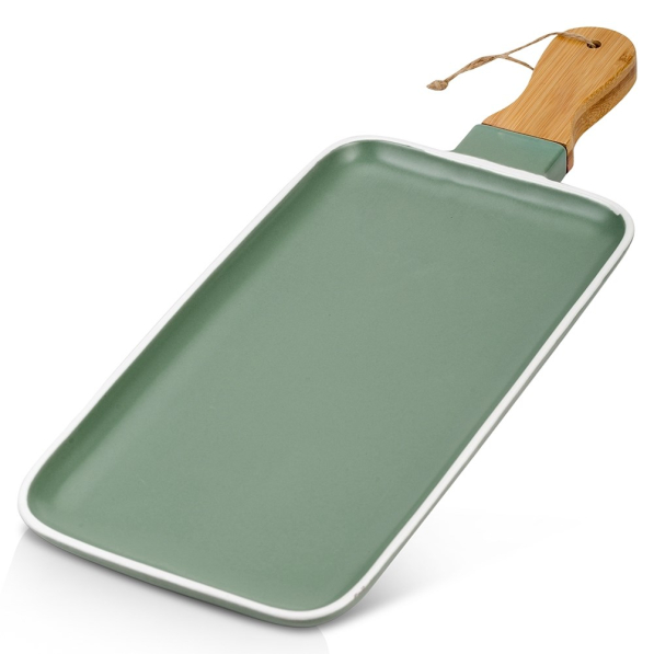 NAVA Terrestrial 41 x 15 cm czarny - talerz do serwowania przekąsek porcelanowy