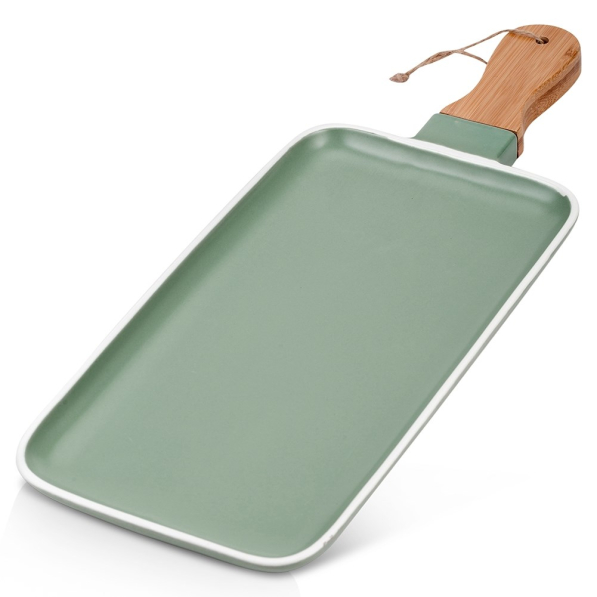 NAVA Terrestrial 46,5 x 18 cm czarny - talerz do serwowania przekąsek porcelanowy