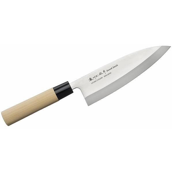 Nóż japoński Deba do filetowania ze stali nierdzewnej SATAKE S/D SWORD SMITH KREMOWY 18 cm