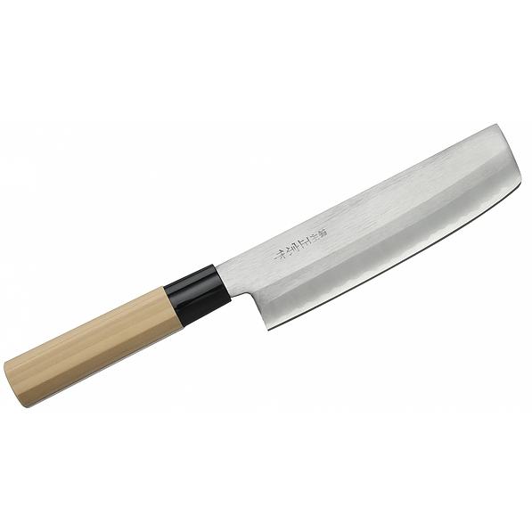 Nóż japoński Nakiri do warzyw i owoców ze stali wysokowęglowej SATAKE YOSHIMITSU KREMOWY 16 cm