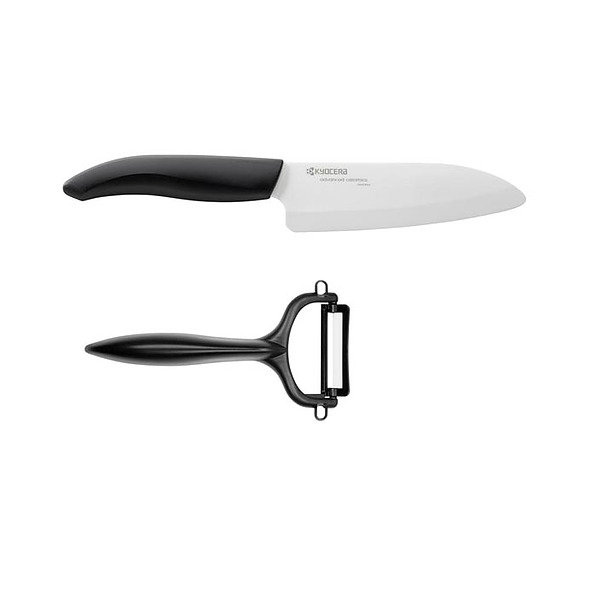 Nóż santoku ceramiczny z obieraczką KYOCERA BLISTER CZARNY