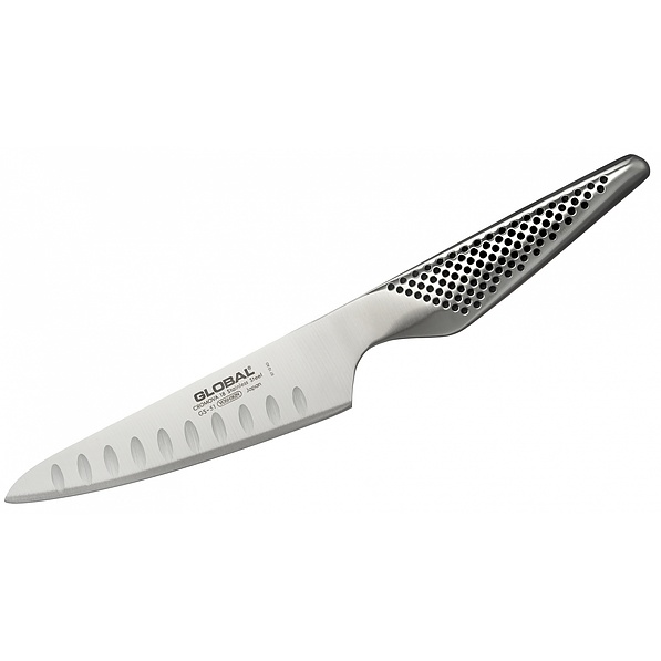 Nóż Santoku ze stali nierdzewnej GLOBAL SERIA GS ŻŁOBIONY 13 cm