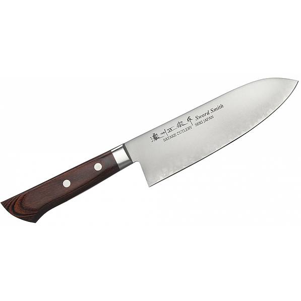 SATAKE Unique Clad Mahogany 17 cm - nóż japoński Santoku ze stali nierdzewnej