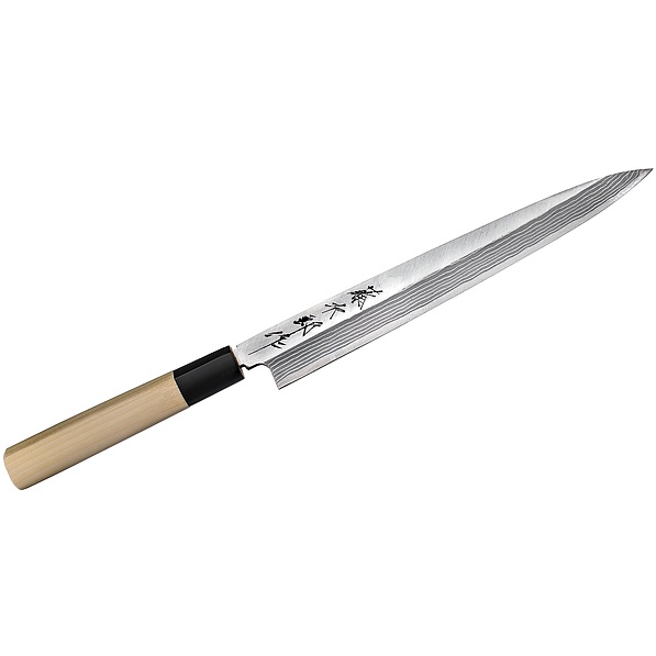 Nóż Yanagi Sashimi ze stali wysokowęglowej TOJIRO AOGAMI DAMASCUS SUSHI BEŻOWY 24 cm