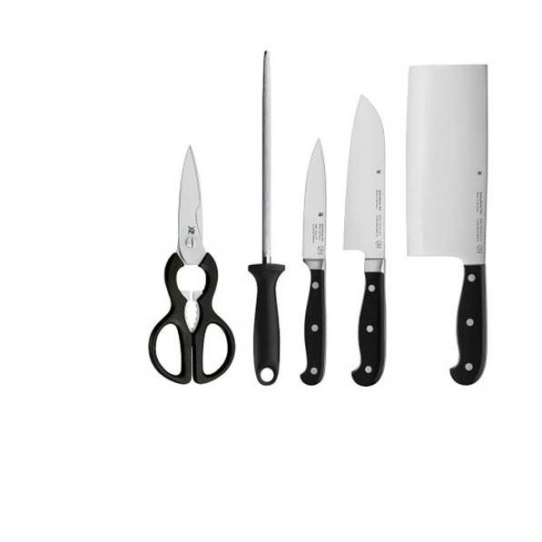 WMF Spitzenklasse Plus Edition 6 szt. - noże kuchenne ze stali nierdzewnej w bloku z nożyczkami i ostrzałką