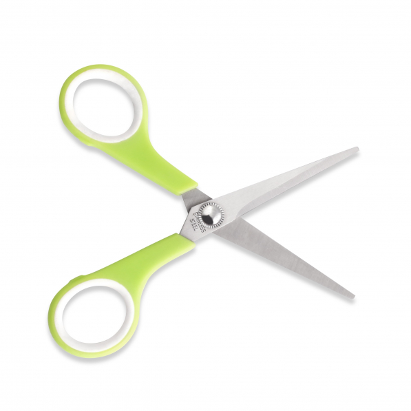 Nożyczki biurowe uniwersalne ze stali nierdzewnej SCISSORS ZIELONE 14 cm