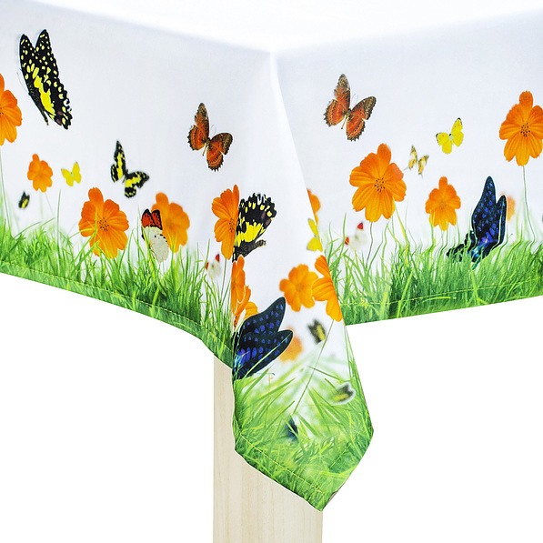 Obrus na stół plamoodporny poliestrowy JEDEKA MILANO BUTTERFLY BIAŁY 130 x 180 cm