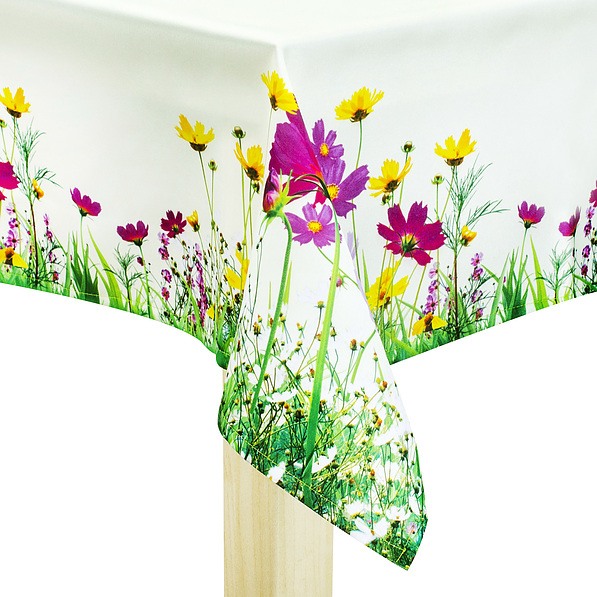 Obrus na stół plamoodporny poliestrowy JEDEKA MILANO FLOWERS ECRU 110 x 160 cm