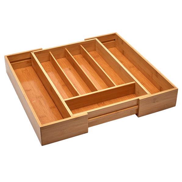 Organizer / Wkład do szuflady na sztućce bambusowy rozsuwany BAMBU SIETE 28,5-45 x 32 cm