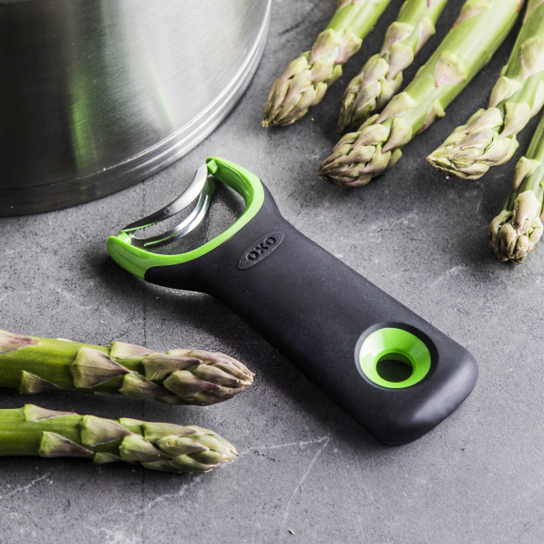OXO Good Grips Spargel zielona - obieraczka / obierak do szparagów ze stali nierdzewnej
