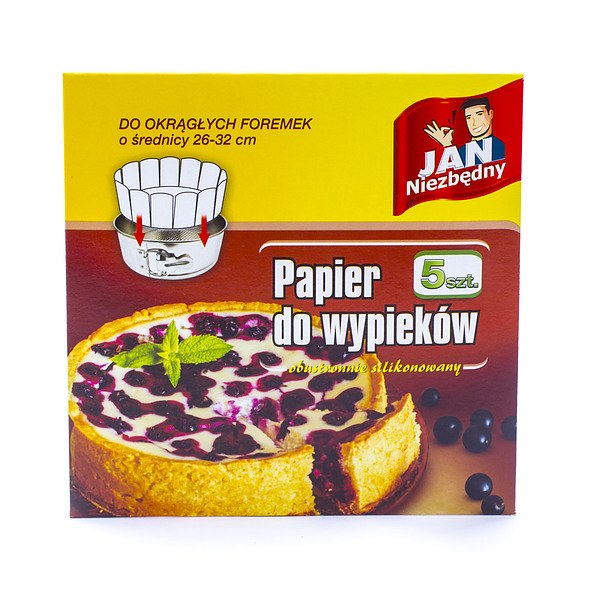 Papier do pieczenia w arkuszach silikonowany JAN NIEZBĘDNY CAKE BIAŁY 5 szt.