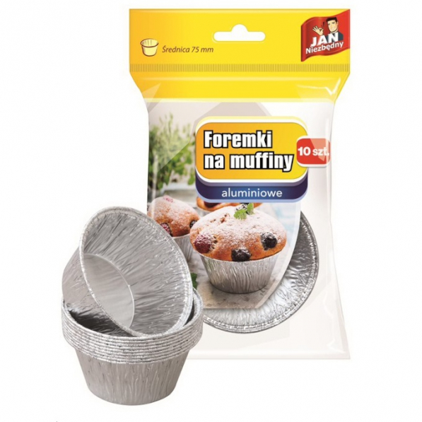 Papilotki / Foremki do muffinek aluminiowe JAN NIEZBĘDNY SILVER 10 szt.