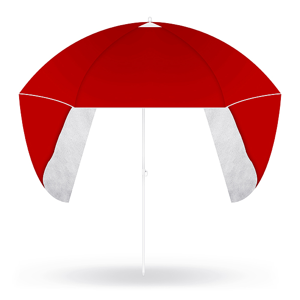 Parasol plażowy stojący z bocznymi ściankami poliestrowy HAPPY SUN CZERWONY 154 cm