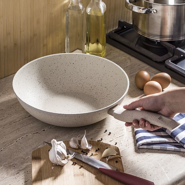 Patelnia / Wok nieprzywierający KONIGHOFFER VANILLA MARBLE BEŻOWY 28 cm 