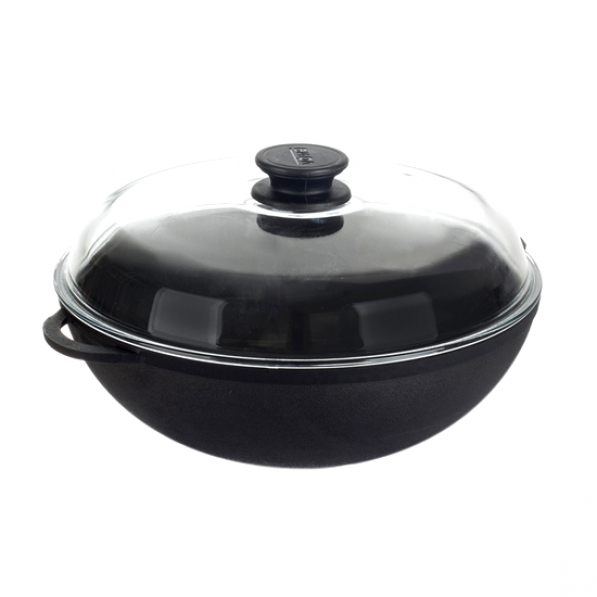 Patelnia / Wok żeliwny z pokrywką BIOL WOK PAN CZARNY 26 cm