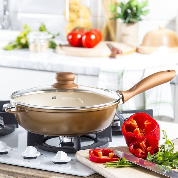 Patelnia nieprzywierająca KONIGHOFFER SAVOYA BRĄZOWA 24 cm