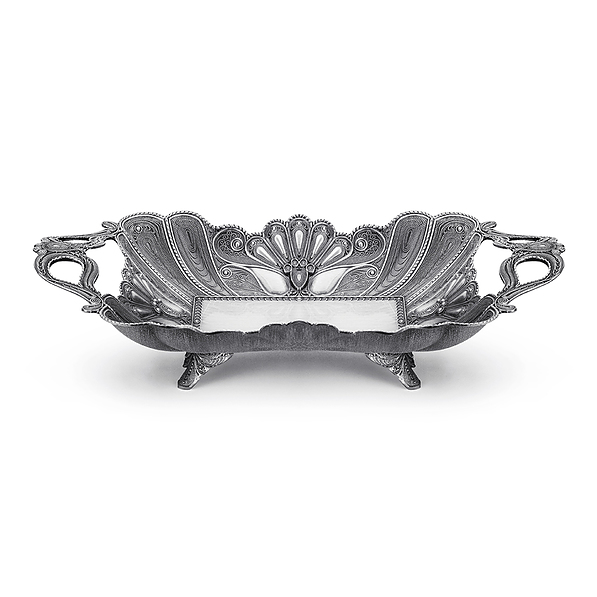 Patera dekoracyjna platerowana KLARYSA POSTARZANE SREBRO 14,3 x 28,6 cm