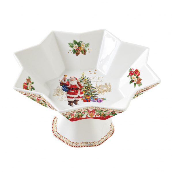 Patera stała na owoce i ciasto / owocarka porcelanowa EASY LIFE CHRISTMAS MEMORIES 9,5 cm