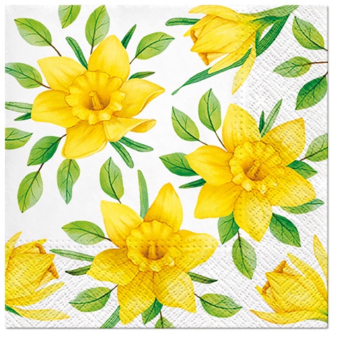 PAW Daffodils In Bloom 20 szt. białe - serwetki papierowe dekoracyjne 