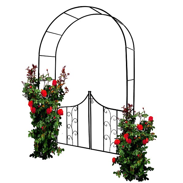 Pergola ogrodowa metalowa BRAMKA CZARNA 240 x 138 cm