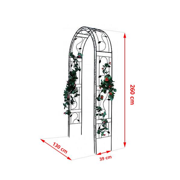 Pergola ogrodowa stalowa ŁUKOWA CZARNA 260 x 39 cm