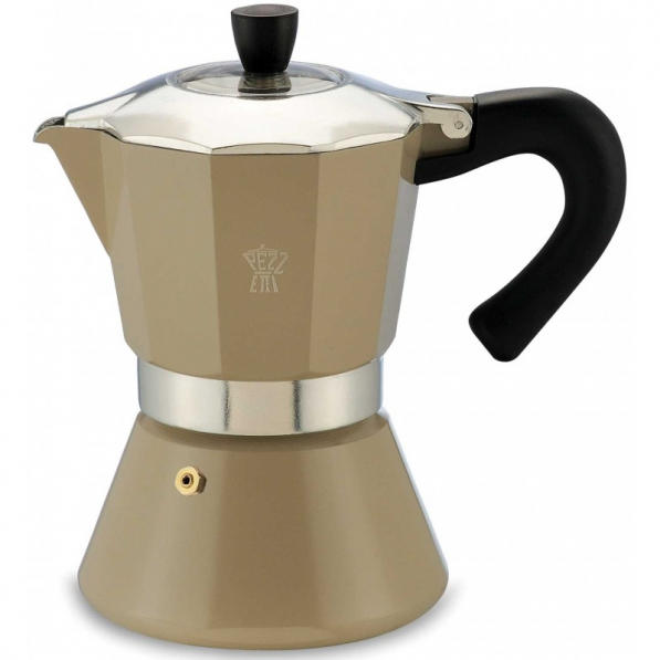 PEZZETTI Bellexpress ciemnobeżowa na 3 filiżanki espresso (3 tz) - kawiarka aluminiowa ciśnieniowa