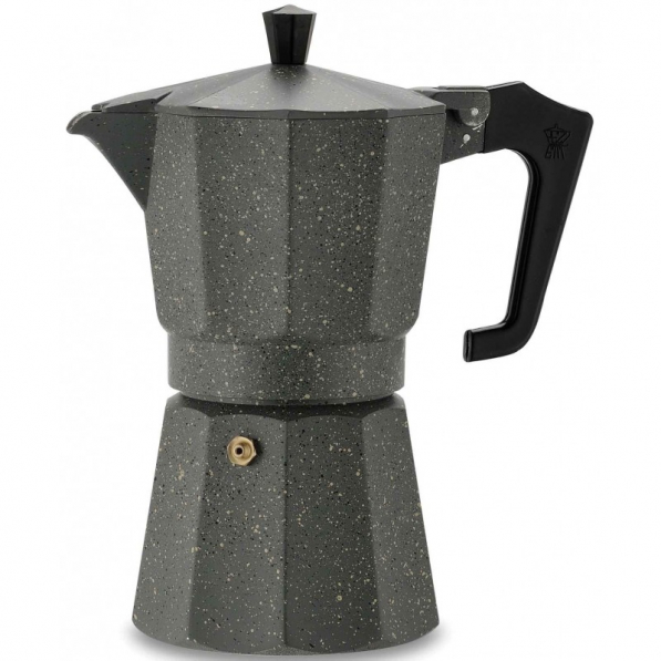 PEZZETTI Italexpress na 1 filiżankę espresso (1 tz) marmurkowa grafitowa - kawiarka aluminiowa ciśnieniowa