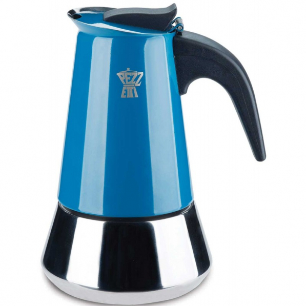 PEZZETTI STEELEXPRESS niebieska na 10 filiżanek espresso (10 tz) - kawiarka stalowa ciśnieniowa