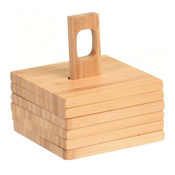 Podkładki pod kubek bambusowe ze stojakiem BAMBOO COASTERS 6 szt.