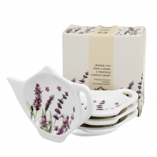 Podkładki porcelanowe na torebki od herbaty DUO CLASSIC LAVENDER 4 szt.