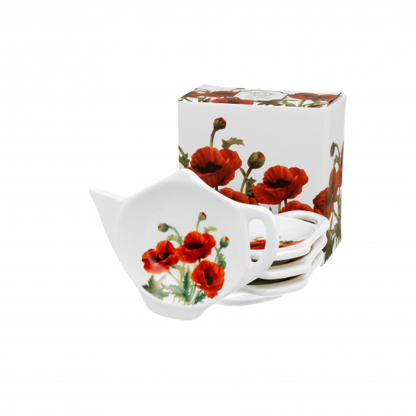 Podkładki porcelanowe na torebki od herbaty DUO CLASSIC POPPIES 4 szt.