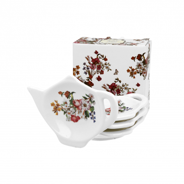 Podkładki porcelanowe na torebki od herbaty DUO VINTAGE FLOWERS 4 szt.