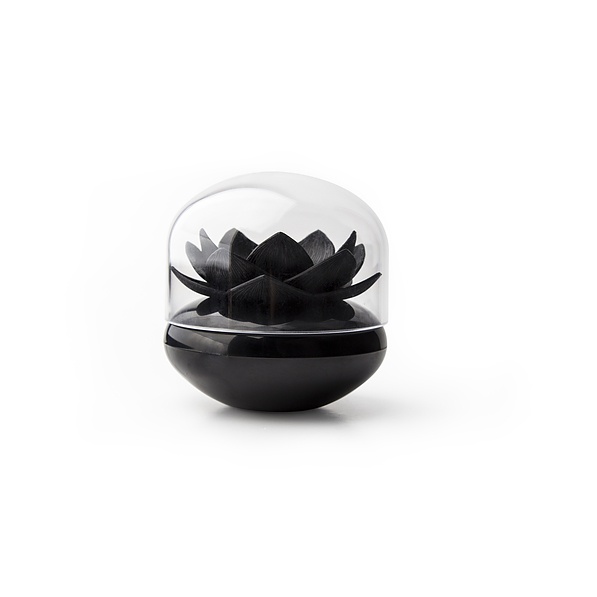 QUALY Lotus czarny - Pojemnik na patyczki do uszu plastikowy 