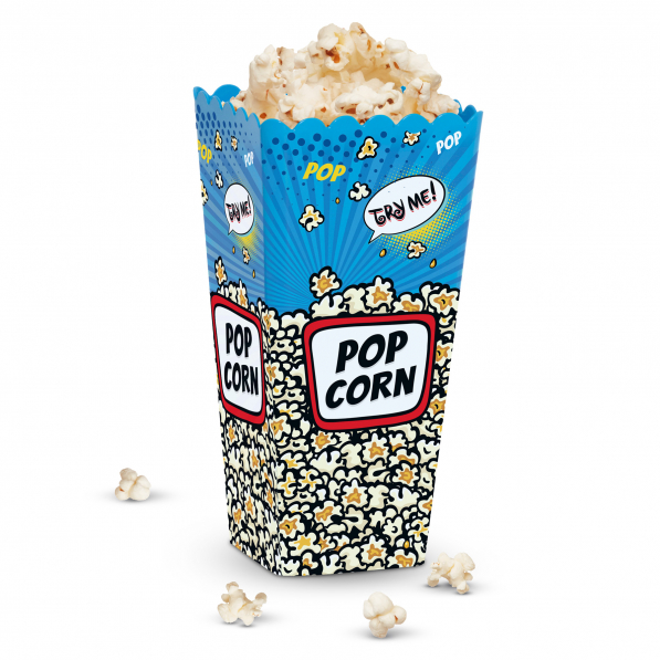 Pojemnik na popcorn plastikowy POPCORN TRY ME NIEBIESKI 1 l