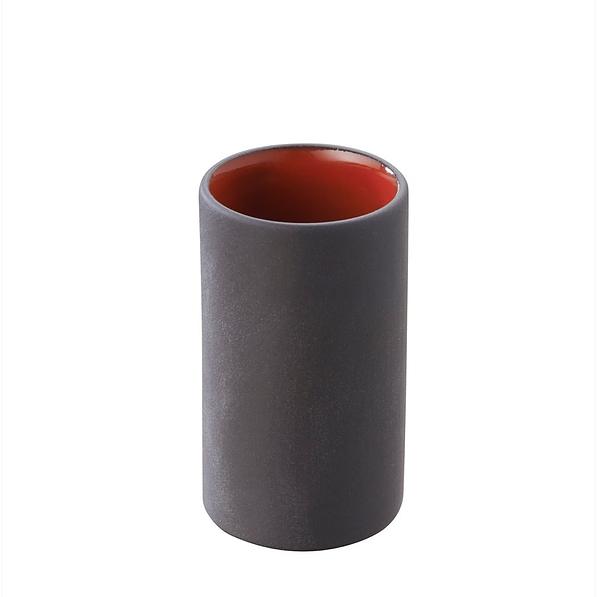 REVOL Solid 50 ml grafitowo-czerwony – pojemnik na przekąski porcelanowy